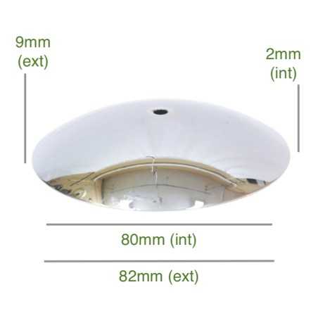 Couvercle concave chromé 80mm x 2mm pour globes en verre