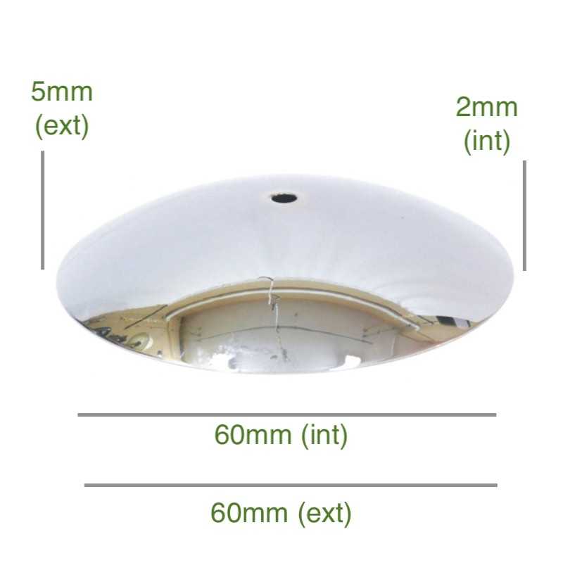 Couvercle concave chromé 60mm x 2mm pour globes en verre