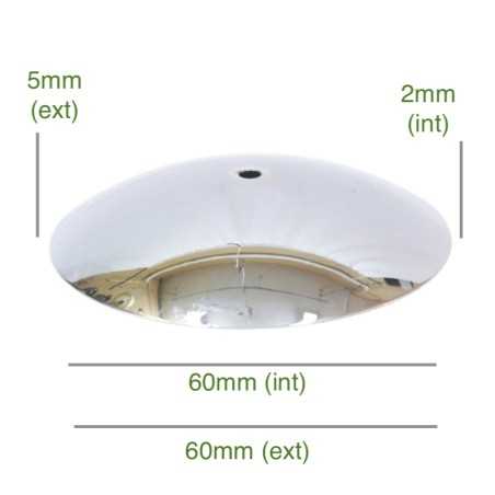 Couvercle concave chromé 60mm x 2mm pour globes en verre