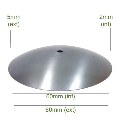 Couvercle concave en fer brut 60mm x 2mm pour globes en verre