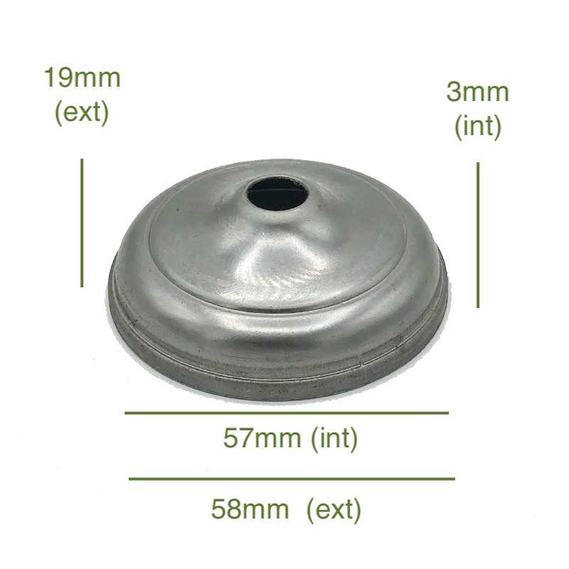 Couvercle décoré en fer brut 57mm x 3mm pour globes