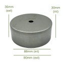 Couvercle haut en fer brut  pour globes diamètre 88mm x 30mm