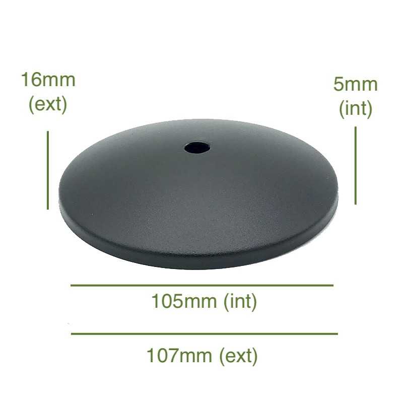 Couvercle en métal noire concave diamètre 105 mm x 5 mm