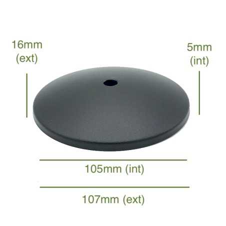 Couvercle en métal noire concave diamètre 105 mm x 5 mm