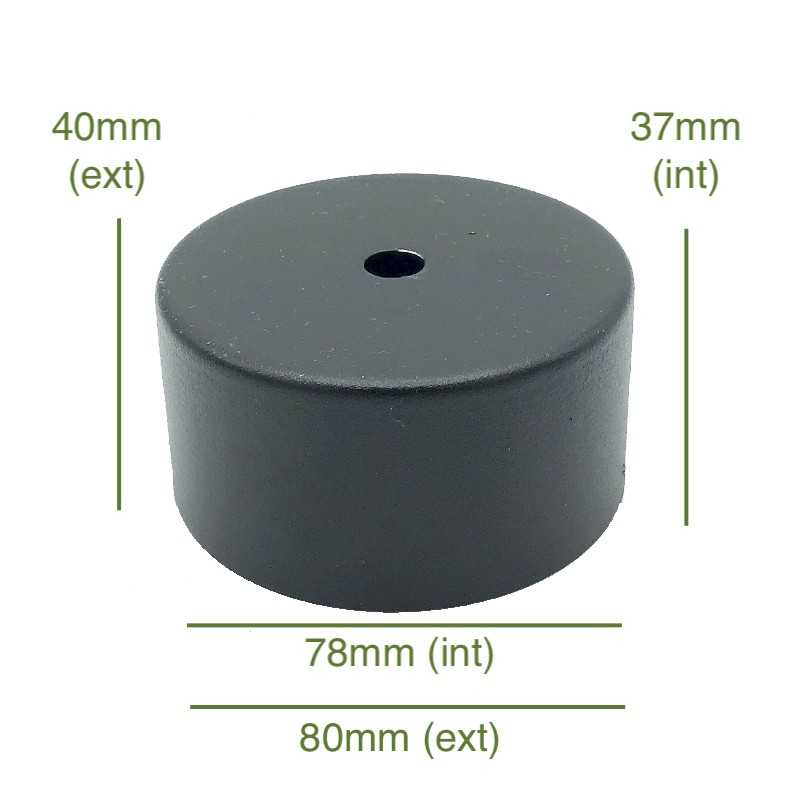 Couvercle en métal noire diamètre 78 mm x 37 mm