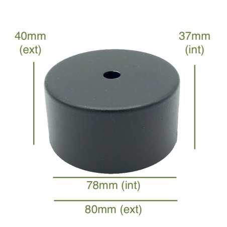 Couvercle en métal noire diamètre 78 mm x 37 mm