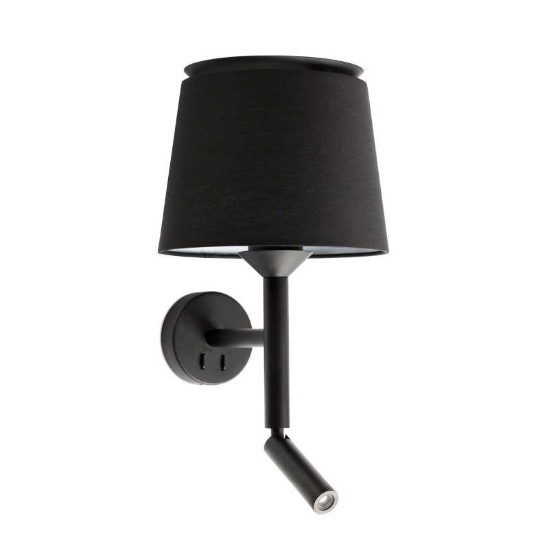 Lampe murale en acier E27 noir LANZAC