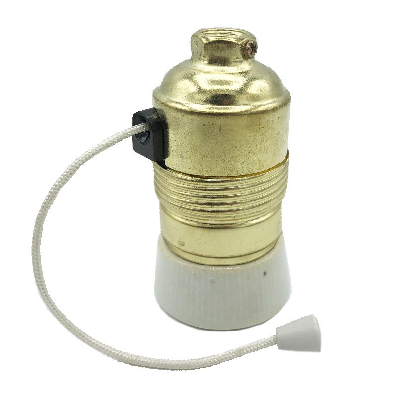Douille E27 or avec interrupteur à cordon et porcelaine - Douilles avec  régulateur ou interrupteur - Accessoires pour lampes