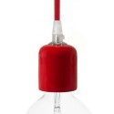 Abat-jour en céramique avec douille E27 de couleur rouge