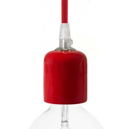 Abat-jour en céramique avec douille E27 de couleur rouge