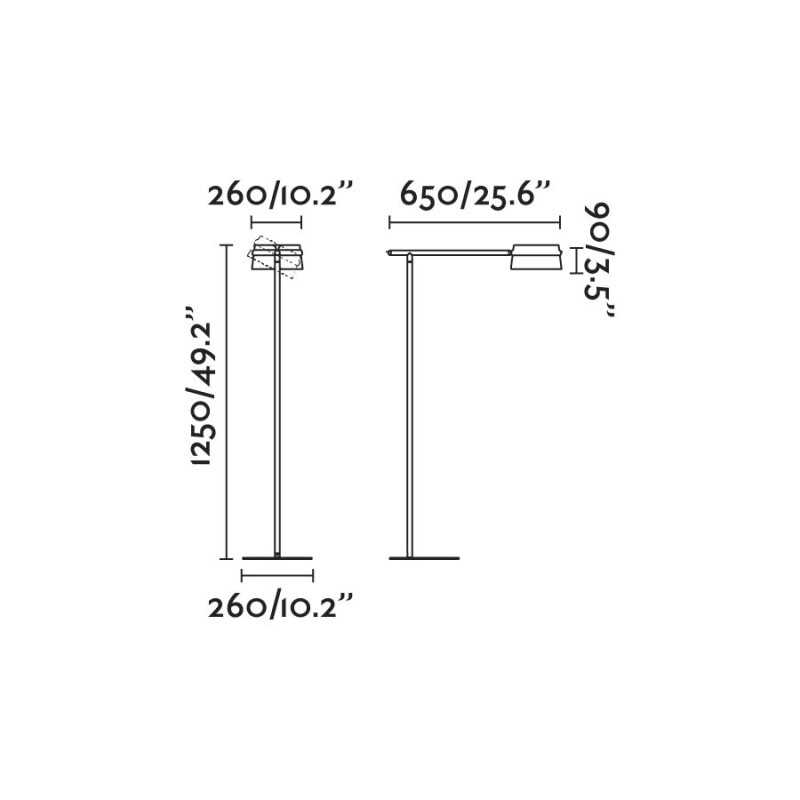 Lampe de sol en acier LED intégré noir mat CUTTING