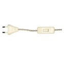 Connexion tressée en soie beige de 200 cm avec interrupteur et prise.