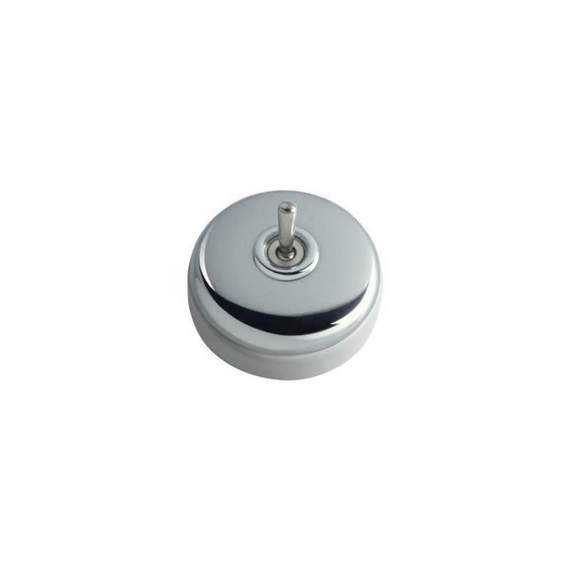 Interrupteur en porcelaine de surface modulaire chromé brillant