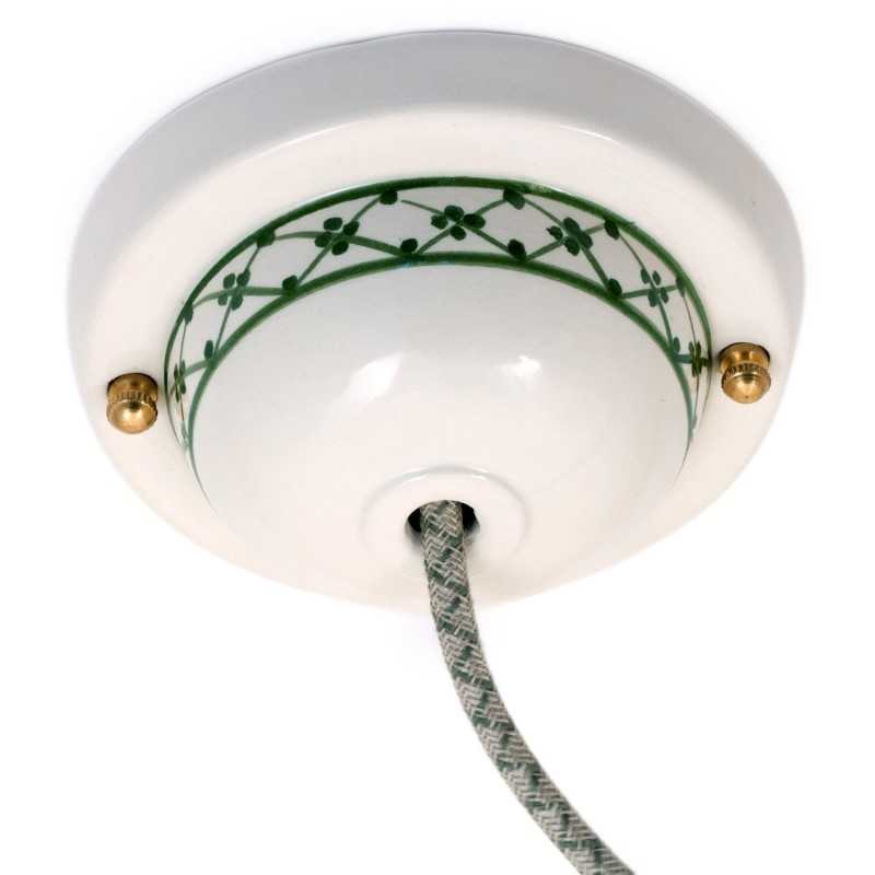 Support en céramique peint avec bordure verte 130mm 1 sortie