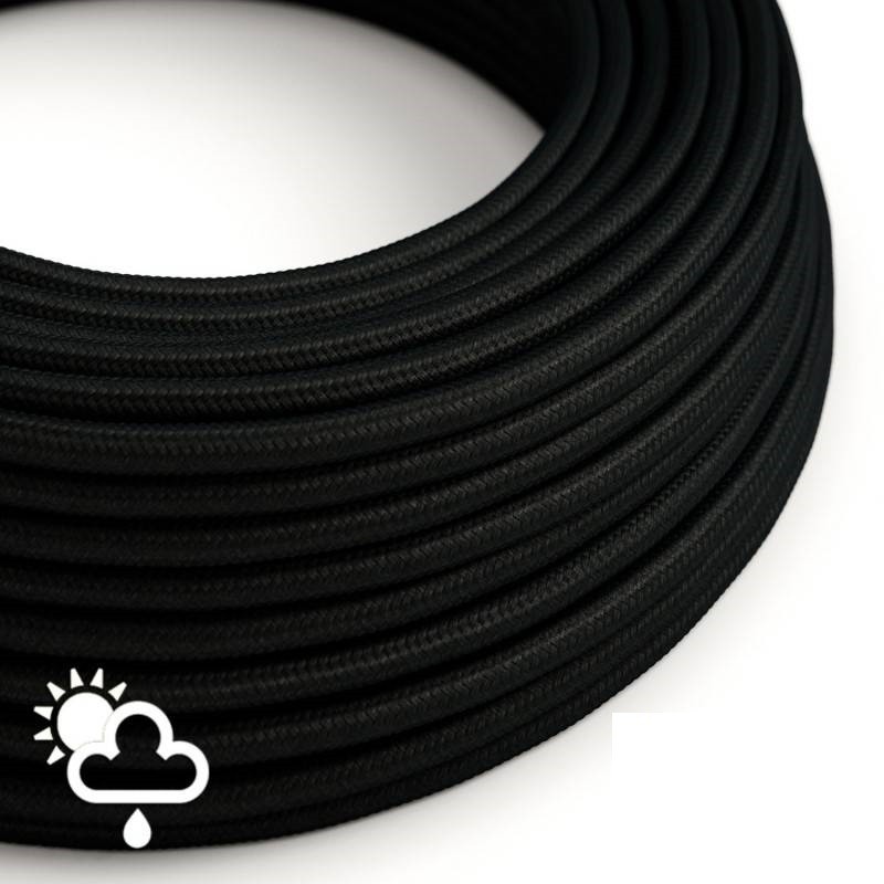 Câble textile décoratif pour extérieur, couleur noir